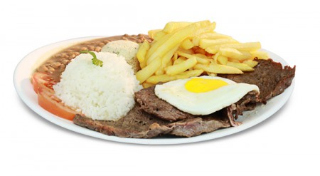 Bife de Alcatra à cavalo c/ feijão